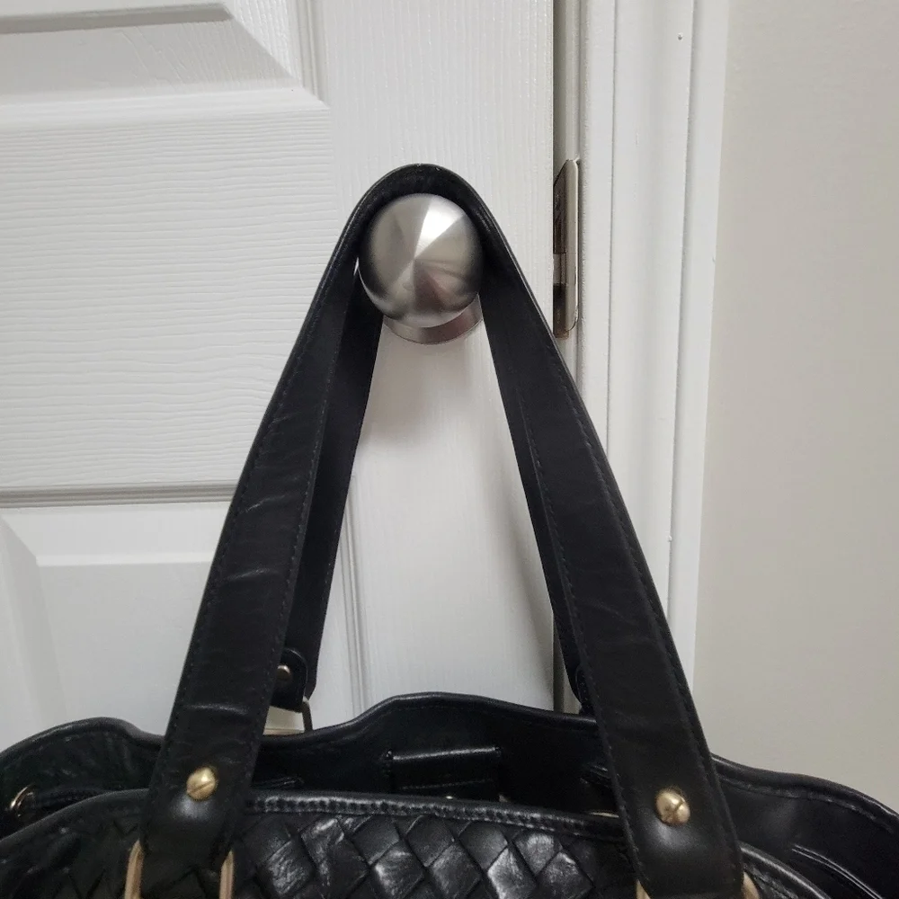 Michael Kors Newbury Woven Leather Shoulder Bag.